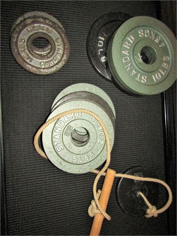 Small Stack of Olympic Free Weight Plates, (4) 10 lbs. (4) 5 lbs. (2) 2 1/2 lbs.