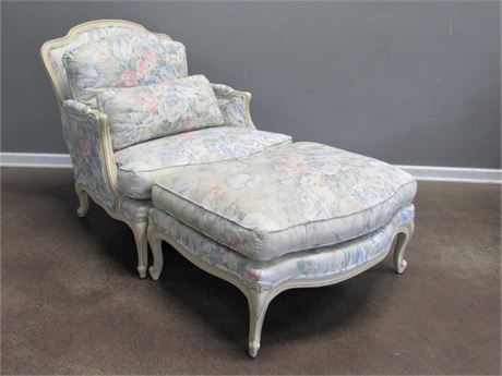 Drexel Heritage French Bergère Chair with Ottoman