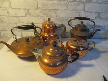 5 Piece "ROCHESTER STAMPING WORKS ~ COPPER COFFEE TEA POT "