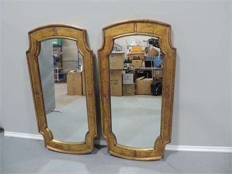 Pair of Gold Tone Wall Mirrors