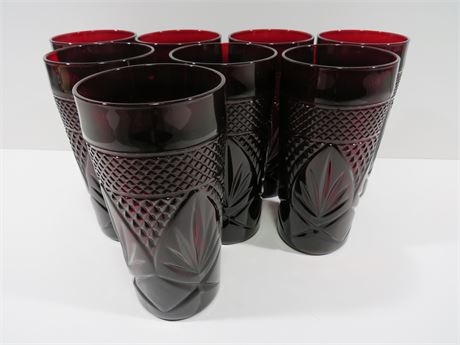 LUMINARC Cristal D'Arques Durand Ruby Red Pressed Glass Tumblers