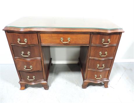 Solid Wood Glass Top Desk