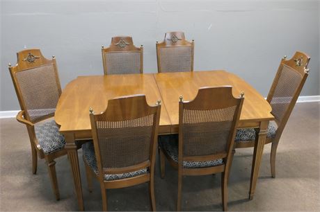 Cane Back Chairs / Wood Dining Table