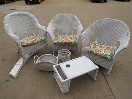 White Wicker Chair Group
