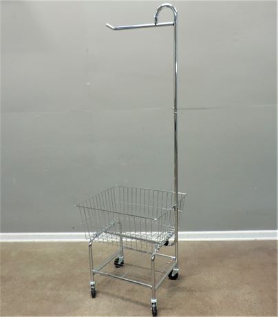 Metal Rolling Laundry Cart with Hanging Pole