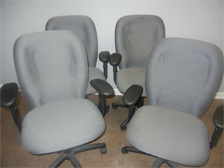 Set of Gray Cushion Office Desk Chairs,