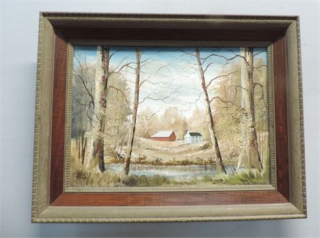 Signed Robert E. Wining 'Indiana Farm' Painting