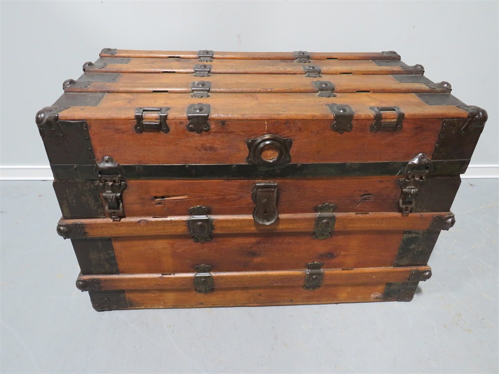 Transitional Design Online Auctions Vintage Wooden Trunk