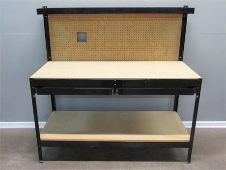 Metal Workbench with Pegboard Back