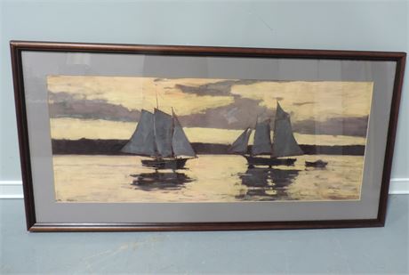 Sailboats and Seascape Painting