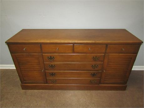 Vintage Solid Wood Dresser with Drawer and Door Storage