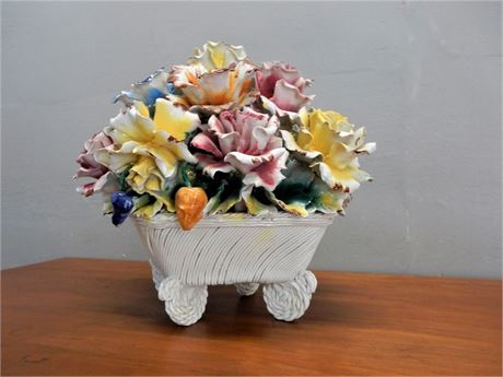Capodimonte  Large Floral Pottery Made in Italy