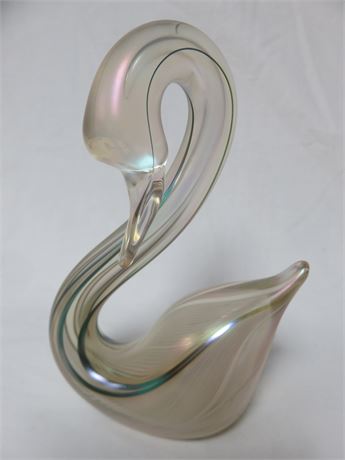 ABELMAN STUDIO Art Glass Signed Swan