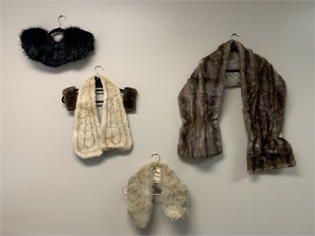 Vintage Three Fur Collars Shawl Cuffs