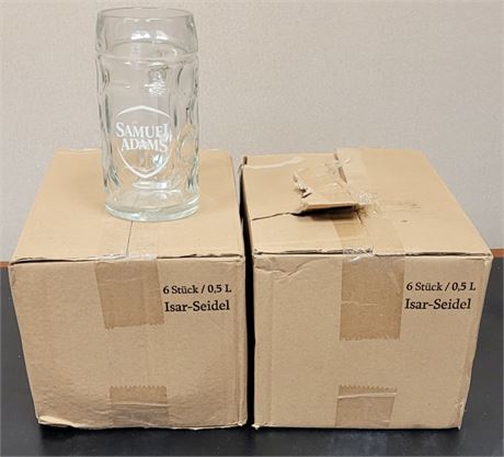 Samuel Adams .5 Liter lot of 12 New in Box Beer Glasses