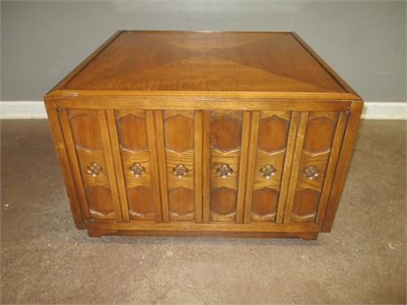 1970's Style Square End or Coffee Table with Storage