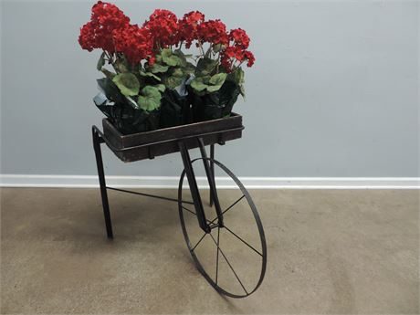 Metal Bike / Flower Box / Faux Geraniums