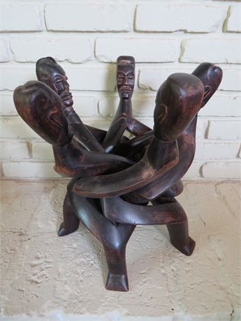 5 Head African Unity Wood Sculpture