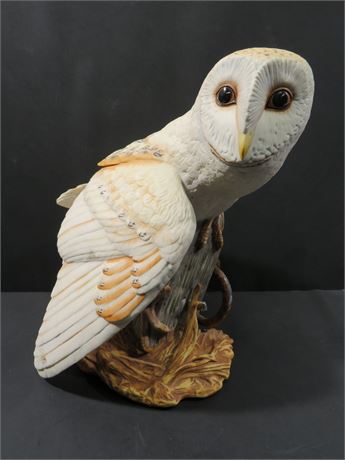 The Barn Owl Franklin Mint Fine Porcelain Hand Painted Sculpture