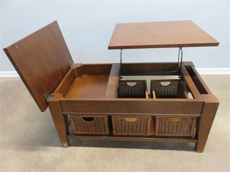 HAMMARY Lift-Top Cocktail Table with Baskets