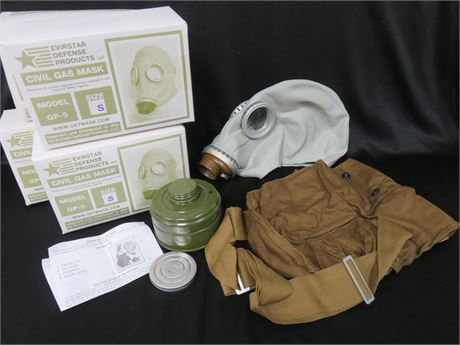 Lot of 4 EVIRSTAR GP-5 Civil Gas Mask Kits - SIZE S