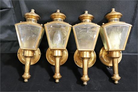 Brass Plated Carriage Lights (2 Pair)