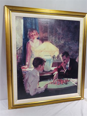 Chess By Lamplight Replica Painting