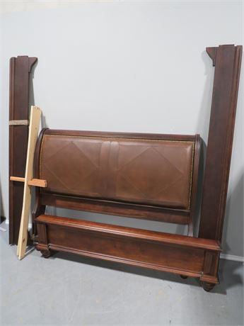 Queen Sleigh Bed w/Leather Headboard