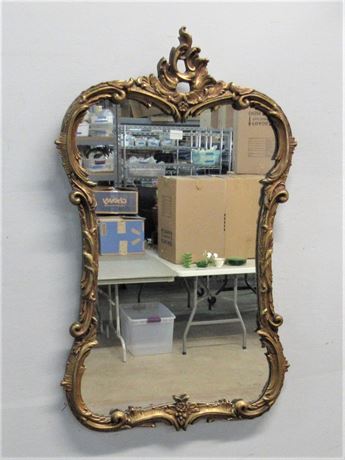 Ornated Gold Gesso Style Framed Vintage Mirror