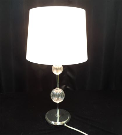 Metal Ribbed Glass Table Lamp
