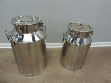 Set of Stainless-Steel Milk Storage Cans