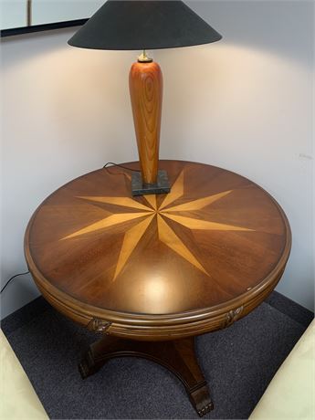 Stunning Inlay Carved Accent Table