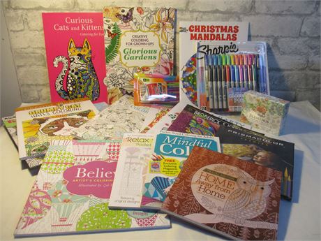 New Adult Coloring Books, Markers and More !