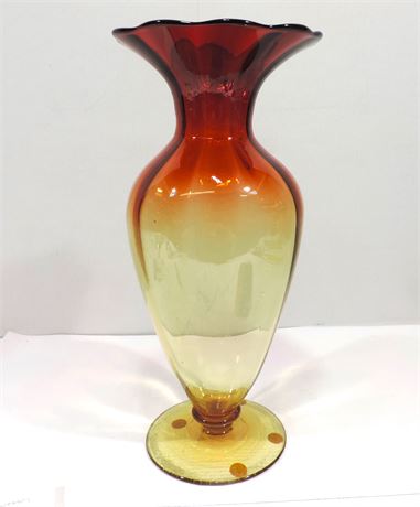 Large Libbey Amberina Glass Vase