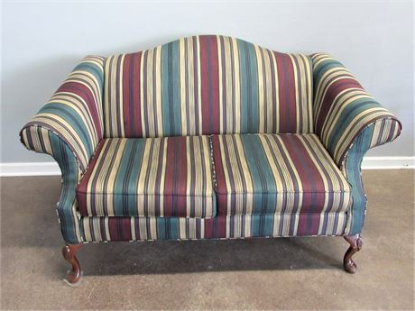 Hickory Hill Striped Upholstered Loveseat with Cabriole Legs