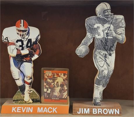 Jim Brown and Kevin Mack Autographed Wood Cutout Statues