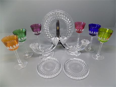 Signed Val Saint Lambert Glass & Goblets
