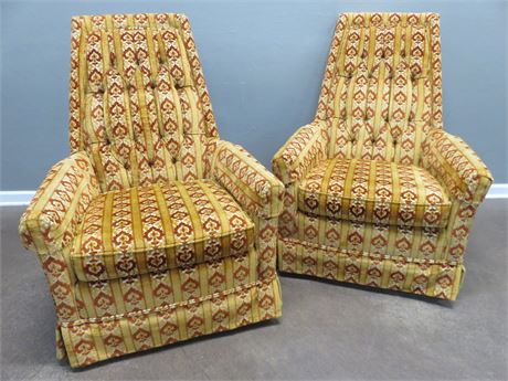 Mid-Century High Back Arm Chairs