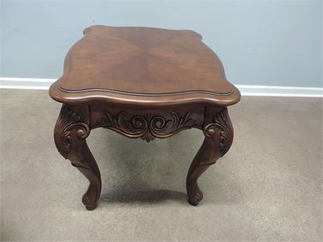 Ornately Carved Solid Wood Accent Table