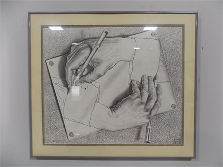 M.C. Escher Drawing Hands Print