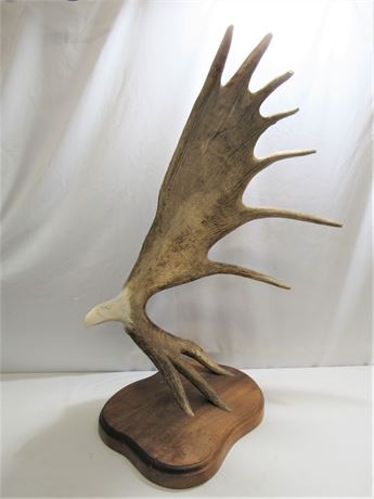 Moose Antler Carved Eagle by Stone Shupp