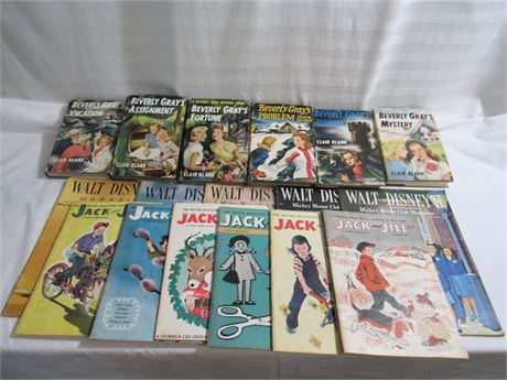 Vintage Book/Magazine Lot - Beverly Gray Series, Disney & Jack and Jill