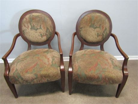 Vintage Bernhardt Floral Design Accent Arm Chairs
