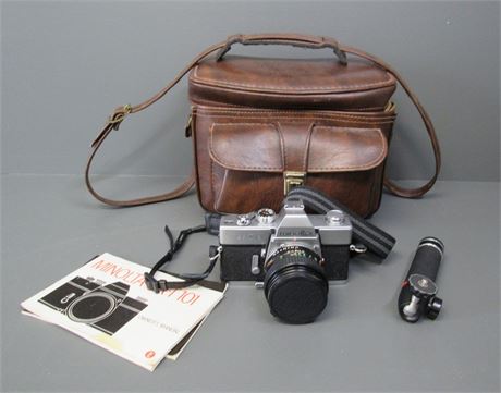 Minolta SRT101 35mm Camera and Camera Bag