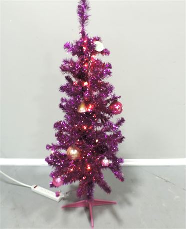 Pink Christmas Tree / Vintage Ornaments
