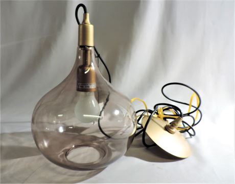 NEW Lalita Grey Glass Pendant Hanging Lamp