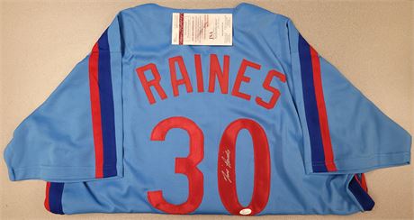 TIM RAINES MONTREAL EXPOS HAND SIGNED AND AUTHENTICATED BASEBALL JERSEY