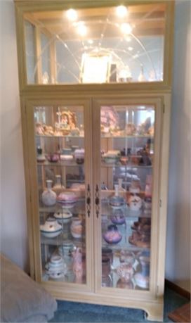 Tall Beveled Glass Lighted Curio Cabinet
