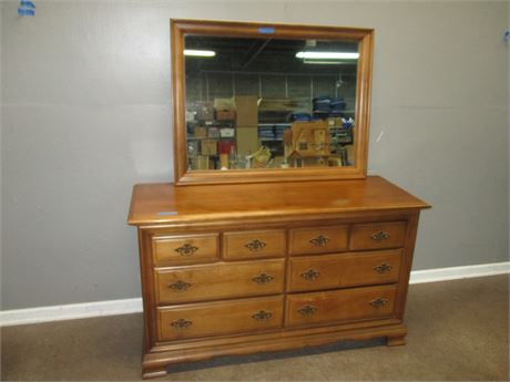 Large Sumpter Cabinet Co. Double Dresser with Mirror