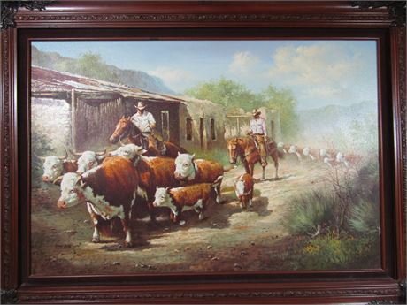 Guy Parson Original "Cowboy" Oil on Canvas Painting